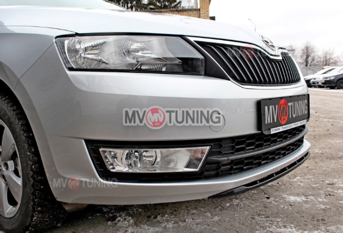 Спойлер переднего бампера (текстурный пластик) для Skoda Rapid (2012-н.в.) купить недорого с доставкой в Кириши
