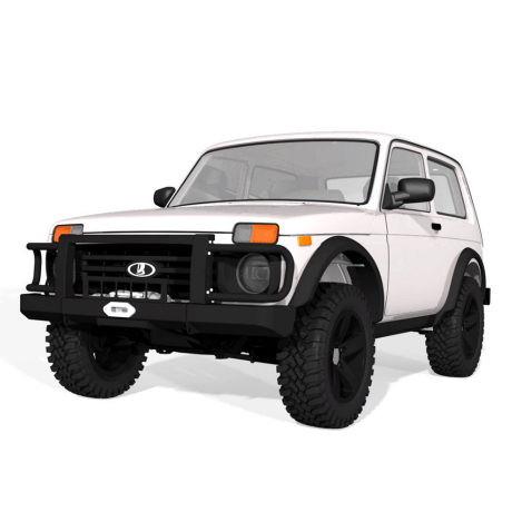 силовой передний бампер f-design fd 2.0 для L@DA 4x4 с защитой фар (не окрашенный) купить недорого с доставкой в Кириши