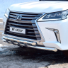 Защита переднего бампера двойная с пластинами d63/63мм (НПС) LEXUS 450D (2015-н.в.) купить недорого с доставкой в Кириши