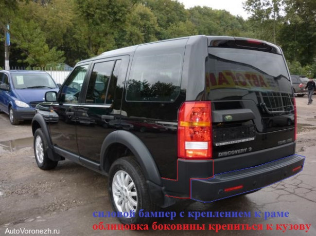 Силовой задний бампер стеклопластиковый на Land Rover Discovery IV купить недорого с доставкой в Кириши