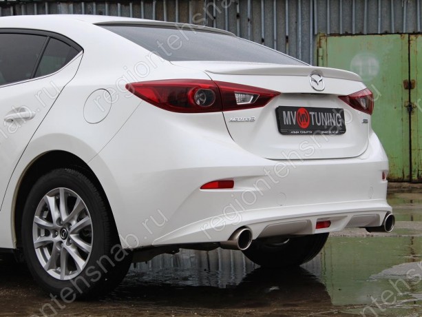 Диффузор заднего бампера var №2 (с килями) для Mazda 3 (2013-н.в.) купить недорого с доставкой в Кириши